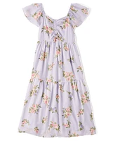 Tween Girls Floral Midi Tiered Dress