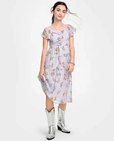 Tween Girls Floral Midi Tiered Dress