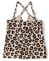 Tween Girls Leopard Cut Out Tankini Swimsuit