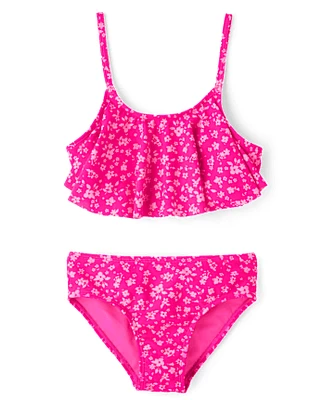 Tween Girls Floral Ruffle Bikini Swimsuit