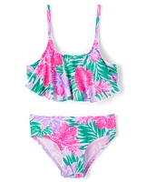 Tween Girls Floral Ruffle Bikini Swimsuit