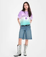 Girls Cropped Oversized Graphic Tee