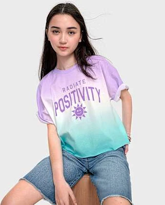 Girls Cropped Oversized Graphic Tee