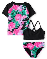 Tween Girls Print Rashguard Swimsuit