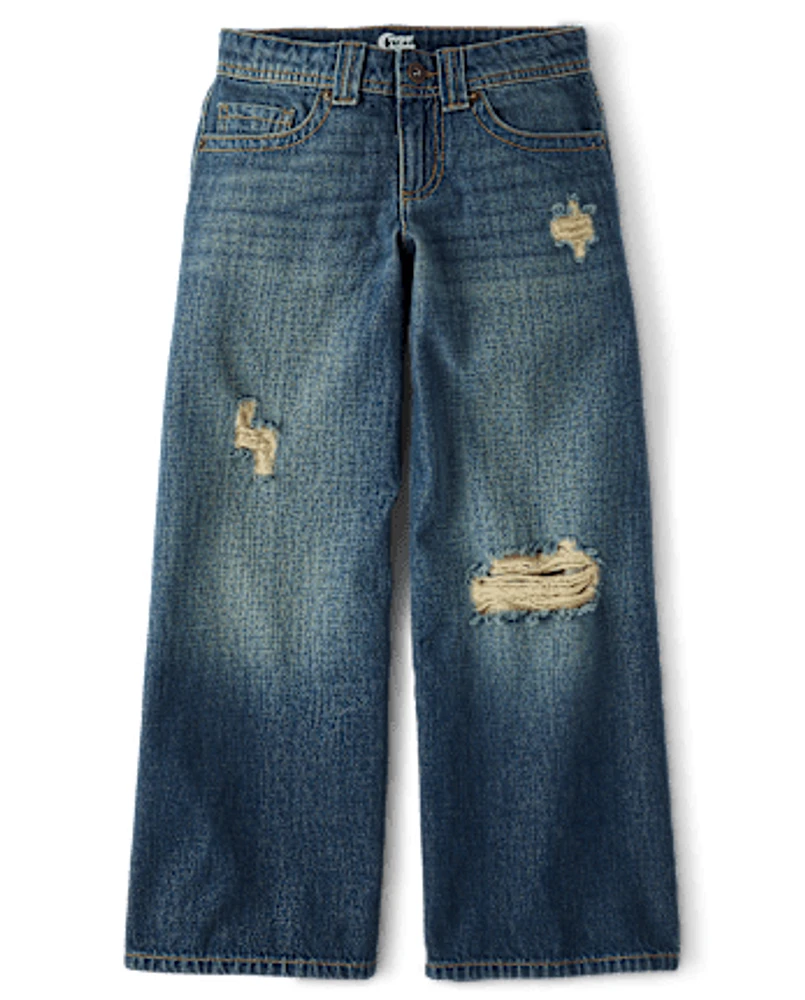 Tween Girls Rip and Repair Super Baggy Jeans