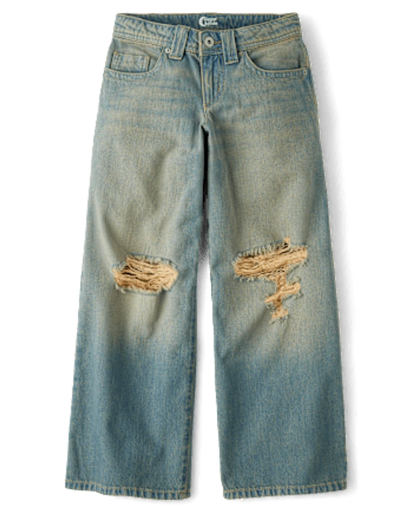 Tween Girls Destructed Super Baggy Jeans