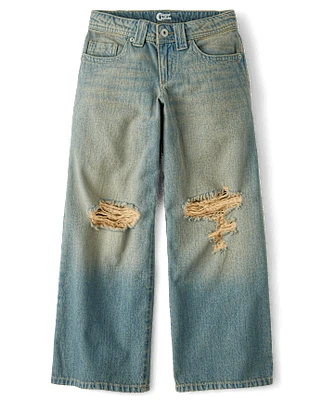 Tween Girls Destructed Super Baggy Jeans