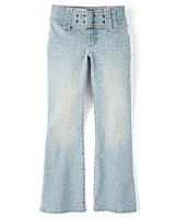 Tween Girls Wide Belt Bootcut Jeans