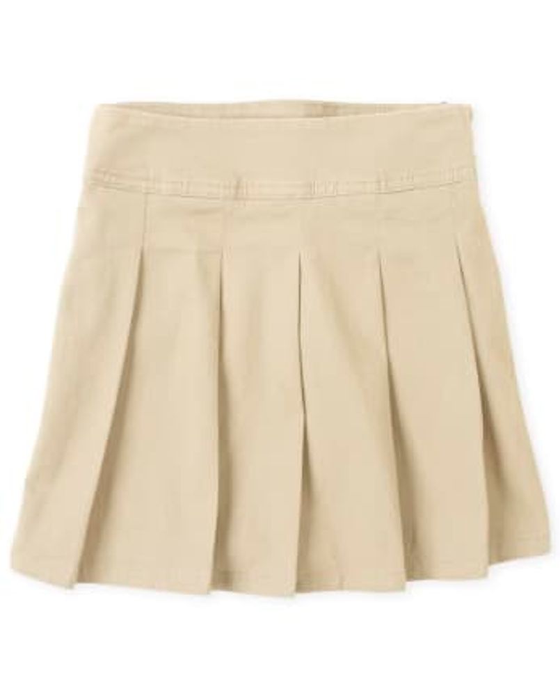 Girls Uniform Stretch Pleated Skort