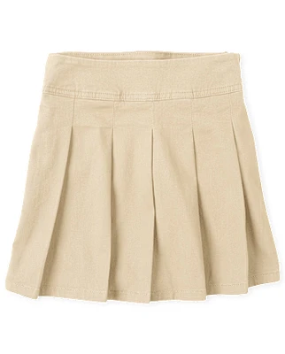 Girls Uniform Stretch Pleated Skort