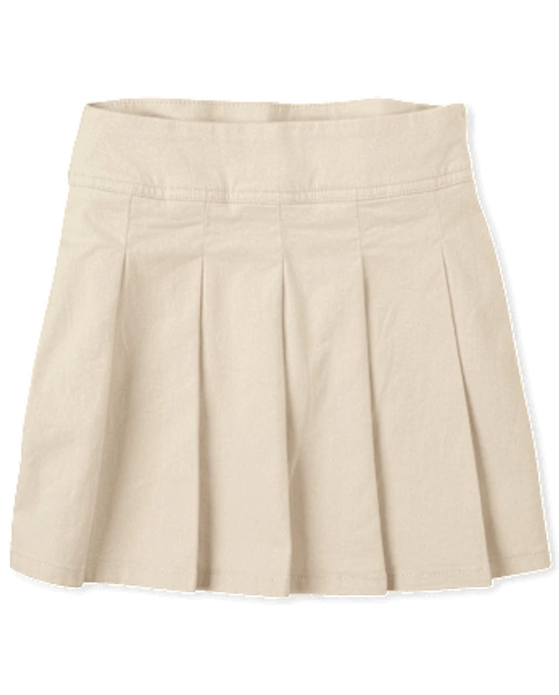 Girls Uniform Stretch Pleated Skort