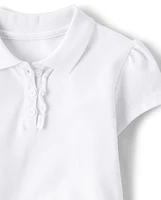 Toddler Girls Uniform Ruffle Pique Polo