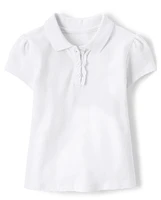 Toddler Girls Uniform Ruffle Pique Polo