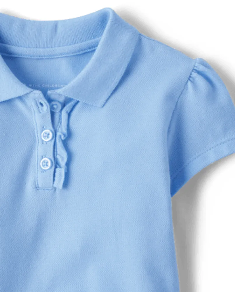 Toddler Girls Uniform Ruffle Pique Polo