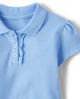 Toddler Girls Uniform Ruffle Pique Polo