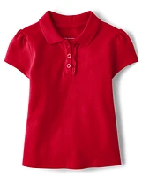 Toddler Girls Uniform Ruffle Pique Polo