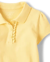 Toddler Girls Uniform Ruffle Pique Polo