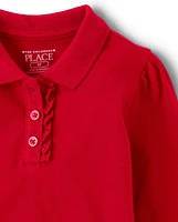 Toddler Girls Uniform Ruffle Pique Polo