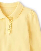 Toddler Girls Uniform Ruffle Pique Polo