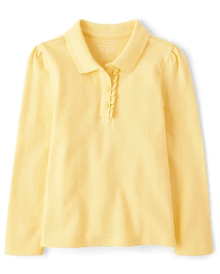Toddler Girls Uniform Ruffle Pique Polo