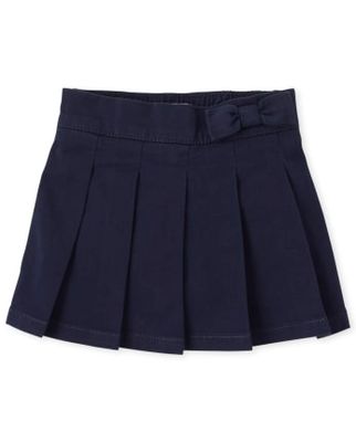 Toddler Girls Uniform Bow Pull On Pleated Skort