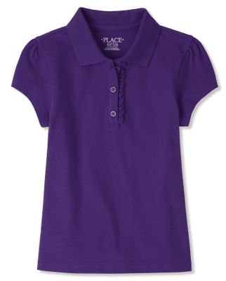 Girls Uniform Ruffle Pique Polo
