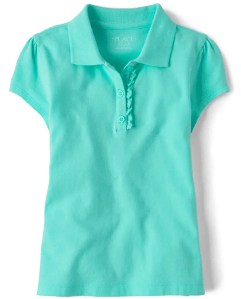 Girls Uniform Ruffle Pique Polo