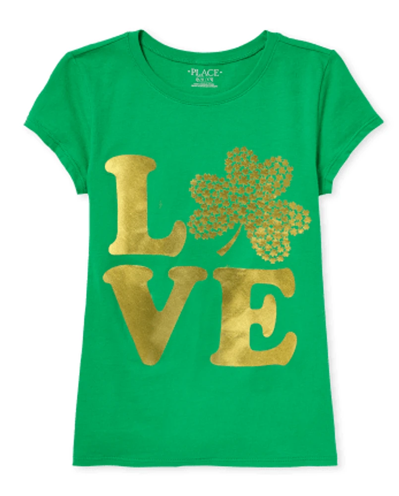 Girls Love Shamrock Graphic Tee