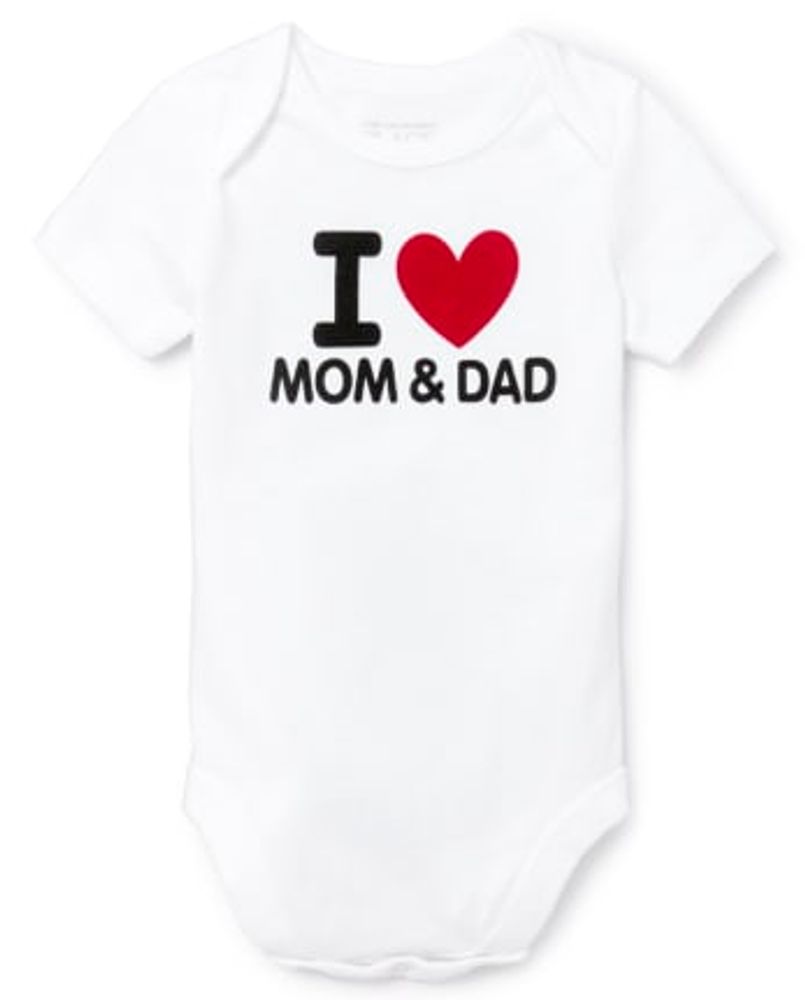 Unisex Baby Mom And Dad Graphic Bodysuit
