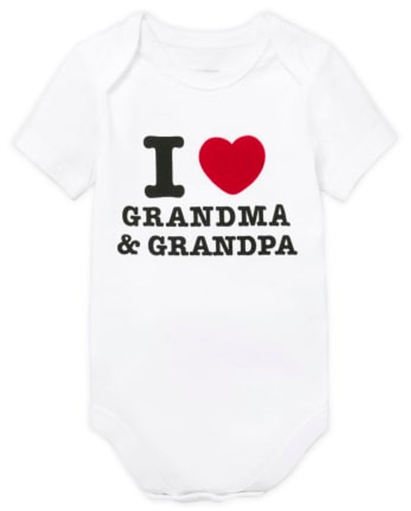 Unisex Baby Grandma And Grandpa Graphic Bodysuit - white