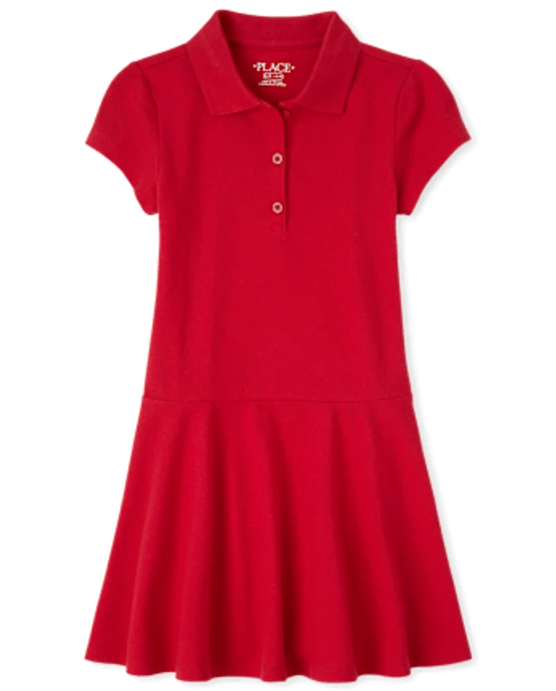 Girls Uniform Pique Polo Dress