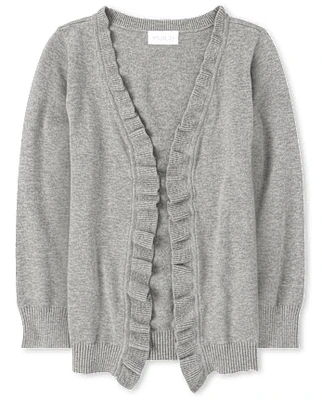 Girls Ruffle Open Front Cardigan