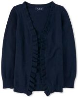 Girls Ruffle Open Front Cardigan