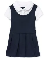 Toddler Girls Uniform Ponte Knit 2 1 Dress