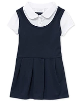 Robe 2 en 1 Uniforme Ponte Knit pour toute-petite fille