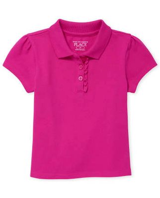 Toddler Girls Uniform Ruffle Pique Polo