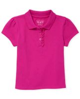 Toddler Girls Uniform Ruffle Pique Polo