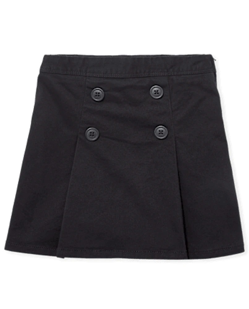 Girls Uniform Stretch Button Skort