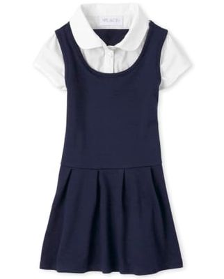 Girls Uniform Ponte Knit 2 1 Dress