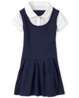 Girls Uniform Ponte Knit 2 1 Dress