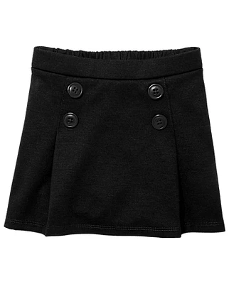 Jupe-short d'uniforme en tricot ponte à boutons pour toute-petite fille