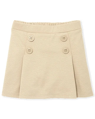 Toddler Girls Uniform Ponte Knit Button Skort