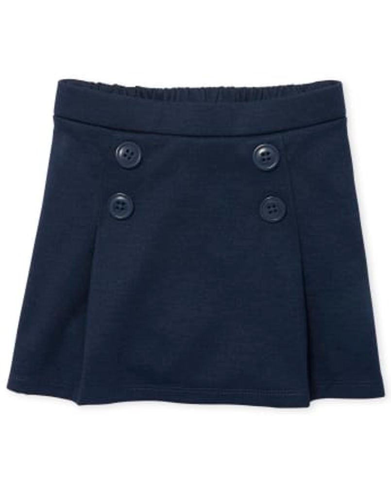 Toddler Girls Uniform Ponte Knit Button Skort