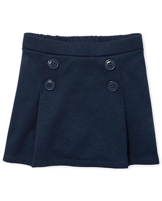 Toddler Girls Uniform Ponte Knit Button Skort