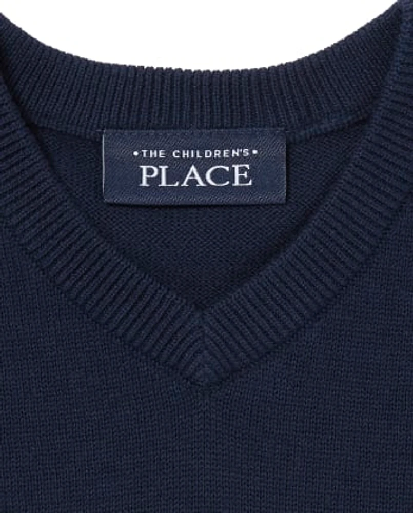 Gilet d'uniforme à col en V pour tout-petits garçons