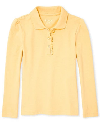 Girls Uniform Ruffle Pique Polo