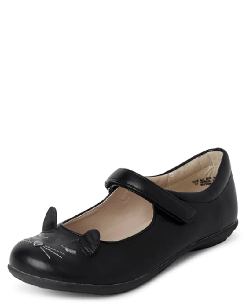 Chaussures Mary Jane Chat Brodé Fille