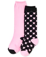 Girls Heart Knee Socks 2-Pack