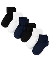 Lot de 6 paires chaussettes uniformes à volants pour filles