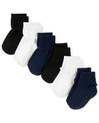 Baby And Toddler Girls Ruffle Turn Cuff Socks 6-Pack